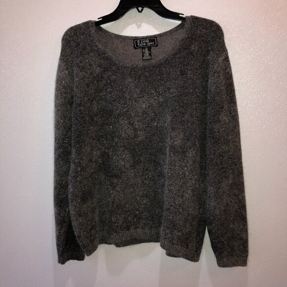 A Little Extra Spice Womens 3X Dark Gray Rabbit Hair Angora Blend Sweater - Picture 4 of 8